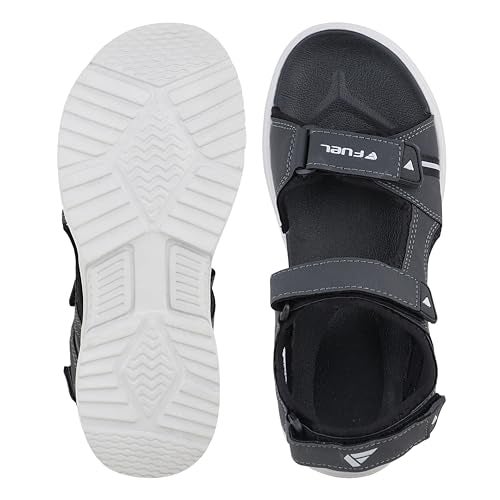 FUEL Combat-03 Breathable, Shock-Absorbing Sports Sandals for Men Adjustable Velcro with Grip Sole (10UK,Grey) - Image 5