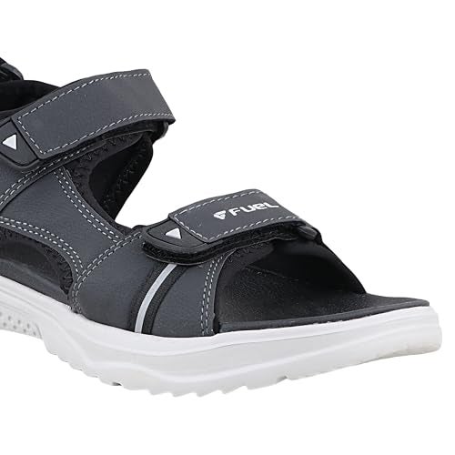 FUEL Combat-03 Breathable, Shock-Absorbing Sports Sandals for Men Adjustable Velcro with Grip Sole (10UK,Grey) - Image 3