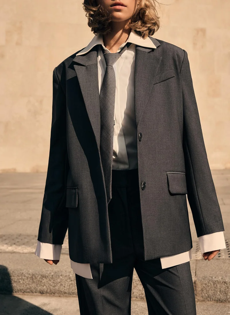 Oversize jacket with imitation shirt