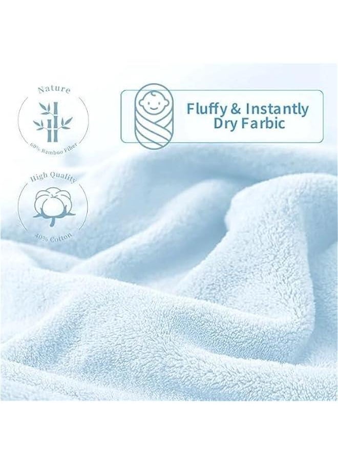 HOOKOR Hooded Baby Towels for Newborn 80cm*80cm, Coral Velvet Soft Absorbent Baby Bath Towel with Hood for Babies, Infant, Toddler and Kids, Soft and Absorbent Newborn Essential (Blue)  - Image 4