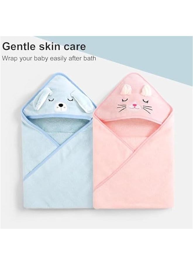 HOOKOR Hooded Baby Towels for Newborn 80cm*80cm, Coral Velvet Soft Absorbent Baby Bath Towel with Hood for Babies, Infant, Toddler and Kids, Soft and Absorbent Newborn Essential (Blue)  - Image 5