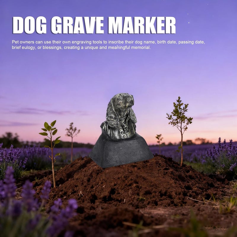 MAVIS LAVEN Dog Memorial Headstone, Personalized Pet Grave Marker with Dog Head Statue, for Garden Yard - Image 2