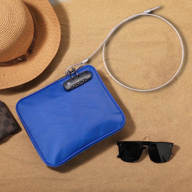 KOSMCCO Beach Locking Bag, 9x7.5 Inch Portable Safe for Phone, Wallet, Keys | Anti-Theft Locking Travel Pouch for Pool, Vacation (Blue) - Image 3