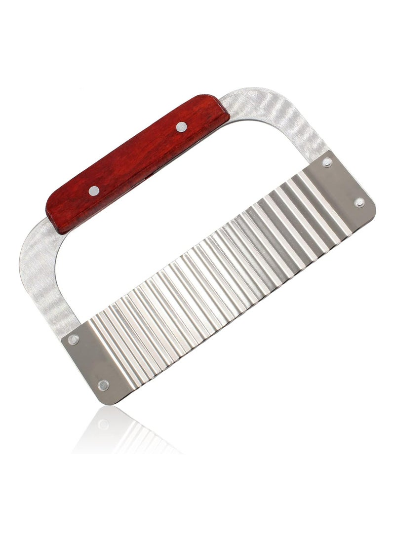 Oasisgalore Crinkle Cutter Stainless Steel Potato Slicer Heavy Duty Wavy Crinkle Cutting Chopping Tools  - Image 1