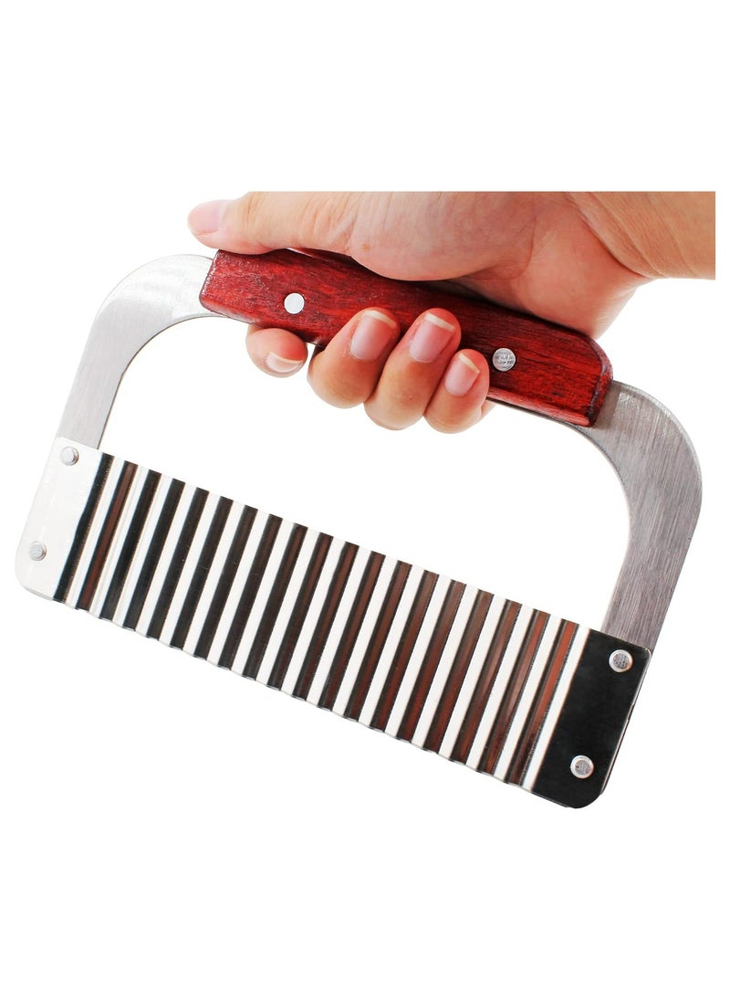 Oasisgalore Crinkle Cutter Stainless Steel Potato Slicer Heavy Duty Wavy Crinkle Cutting Chopping Tools  - Image 2
