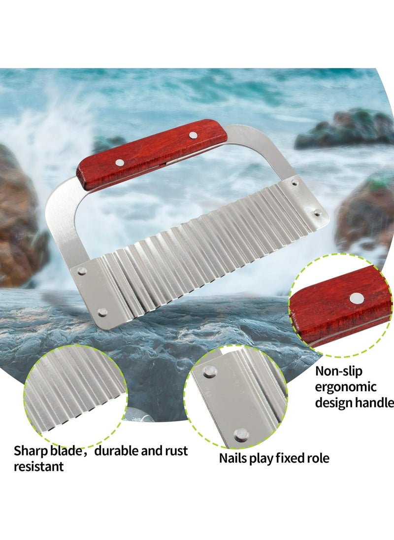 Oasisgalore Crinkle Cutter Stainless Steel Potato Slicer Heavy Duty Wavy Crinkle Cutting Chopping Tools  - Image 3