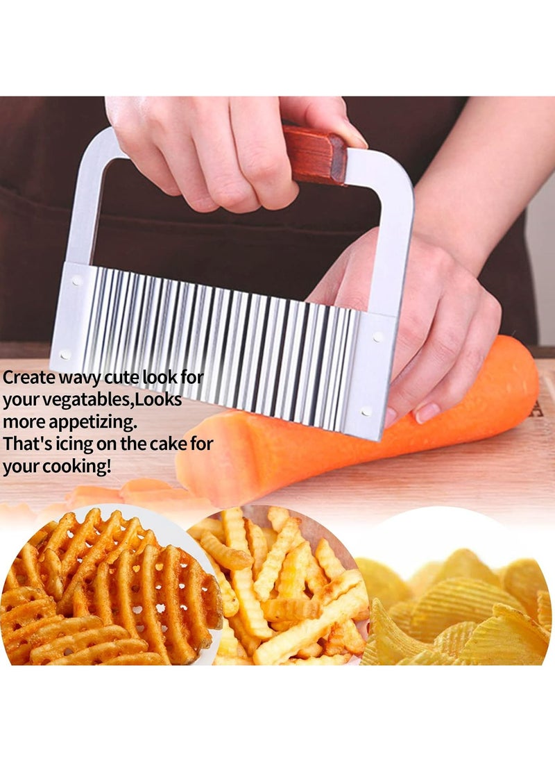 Oasisgalore Crinkle Cutter Stainless Steel Potato Slicer Heavy Duty Wavy Crinkle Cutting Chopping Tools  - Image 5