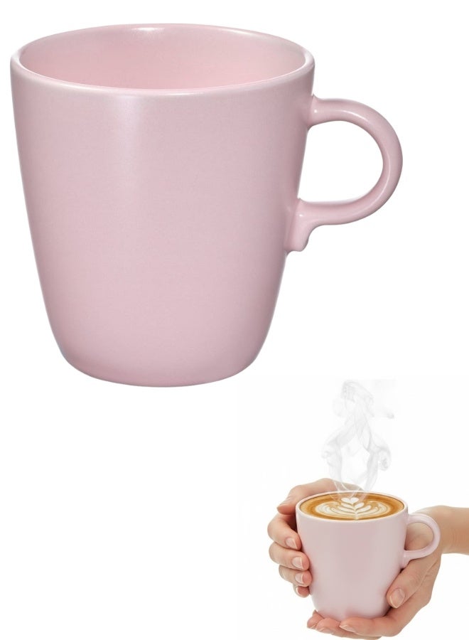 أيكيا مج إيكيا بلون وردي فاتح مطفي كوب خزف حجري أنيق بسعة 370 مل، تصميم عصري لمحبي القهوة والمشروبات الساخنة والباردة، آمن للميكروويف وغسالة الصحون - Image 1