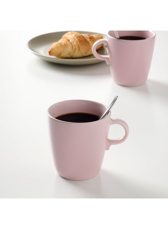 أيكيا مج إيكيا بلون وردي فاتح مطفي كوب خزف حجري أنيق بسعة 370 مل، تصميم عصري لمحبي القهوة والمشروبات الساخنة والباردة، آمن للميكروويف وغسالة الصحون - Image 5