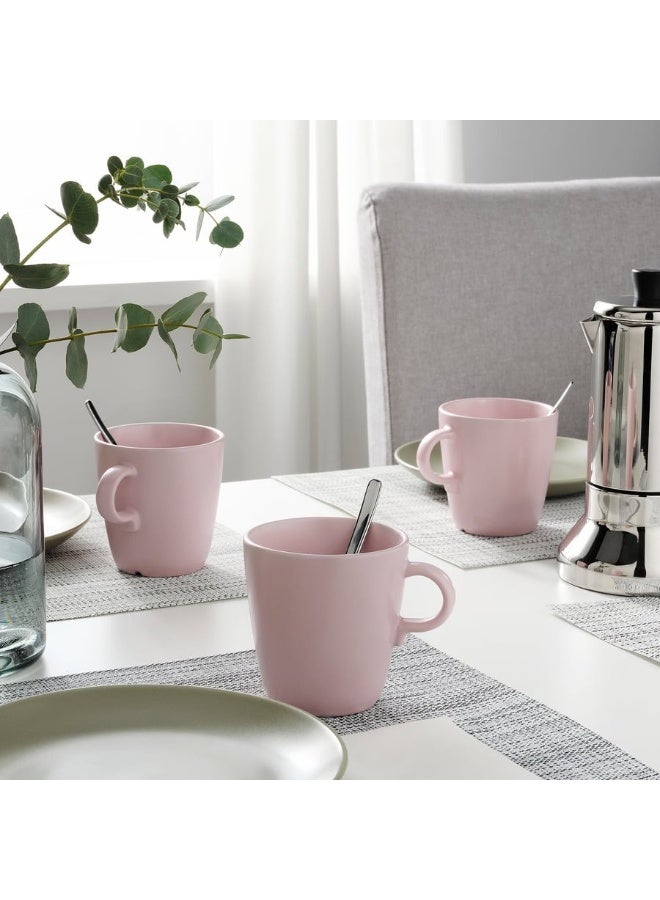 أيكيا مج إيكيا بلون وردي فاتح مطفي كوب خزف حجري أنيق بسعة 370 مل، تصميم عصري لمحبي القهوة والمشروبات الساخنة والباردة، آمن للميكروويف وغسالة الصحون - Image 4