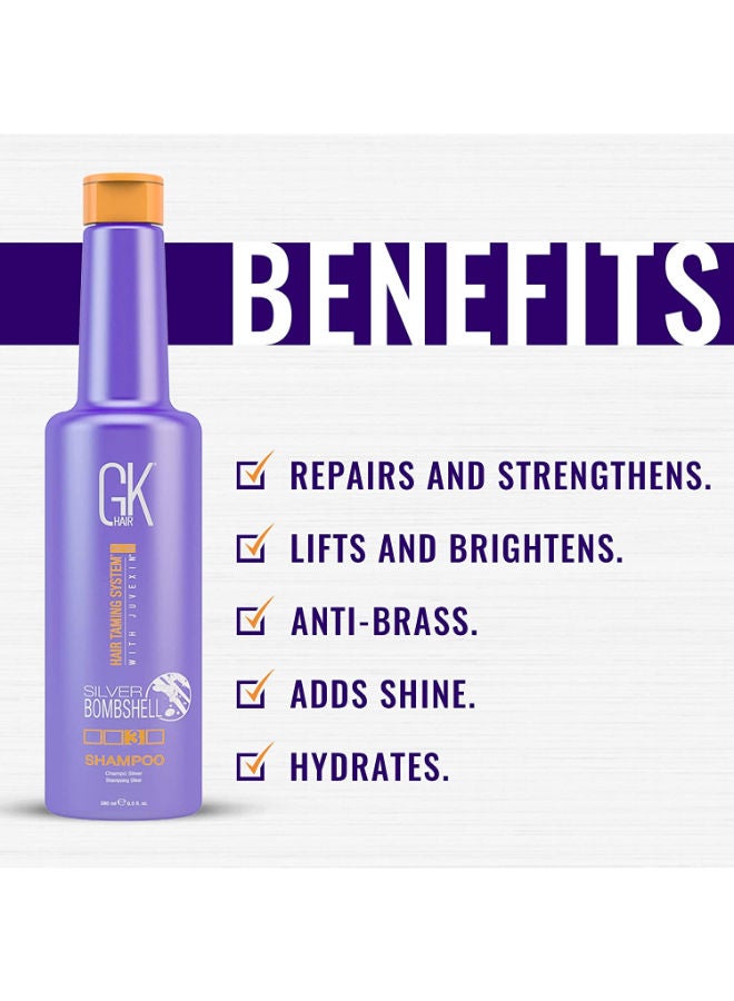 GK Hair Silver Bombshell Purple Shampoo (280ml/ 9.5 fl. oz) For Blonde Hair Toning Protection Orange Brassy Tones with Natural Oils  - Image 3