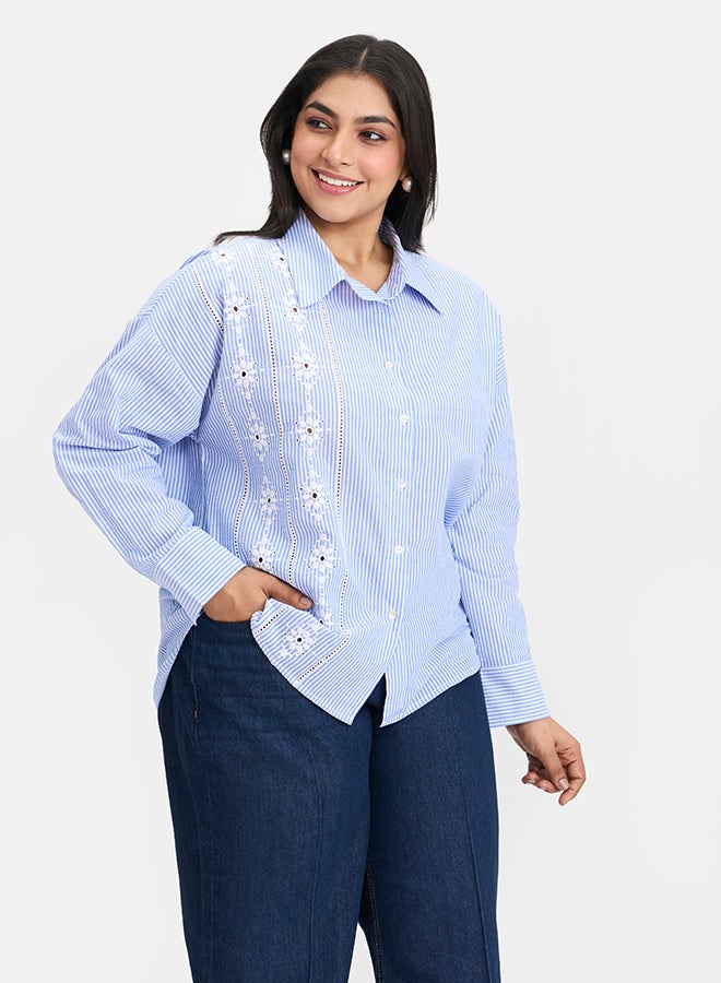 Virgio VIRGIO 100% Cotton Embroidered Lace Shirt  - Image 3