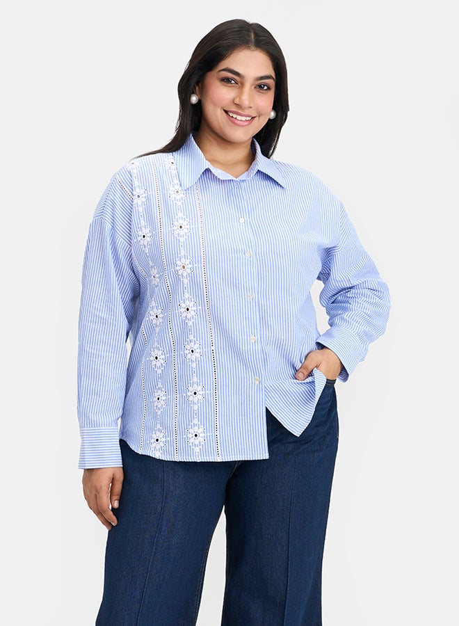 Virgio VIRGIO 100% Cotton Embroidered Lace Shirt  - Image 2