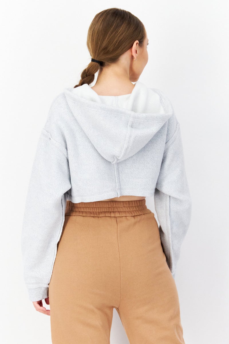 adidas Originals Women Sportswear Fit Long Sleeve Hoodie, Grey - Image 1