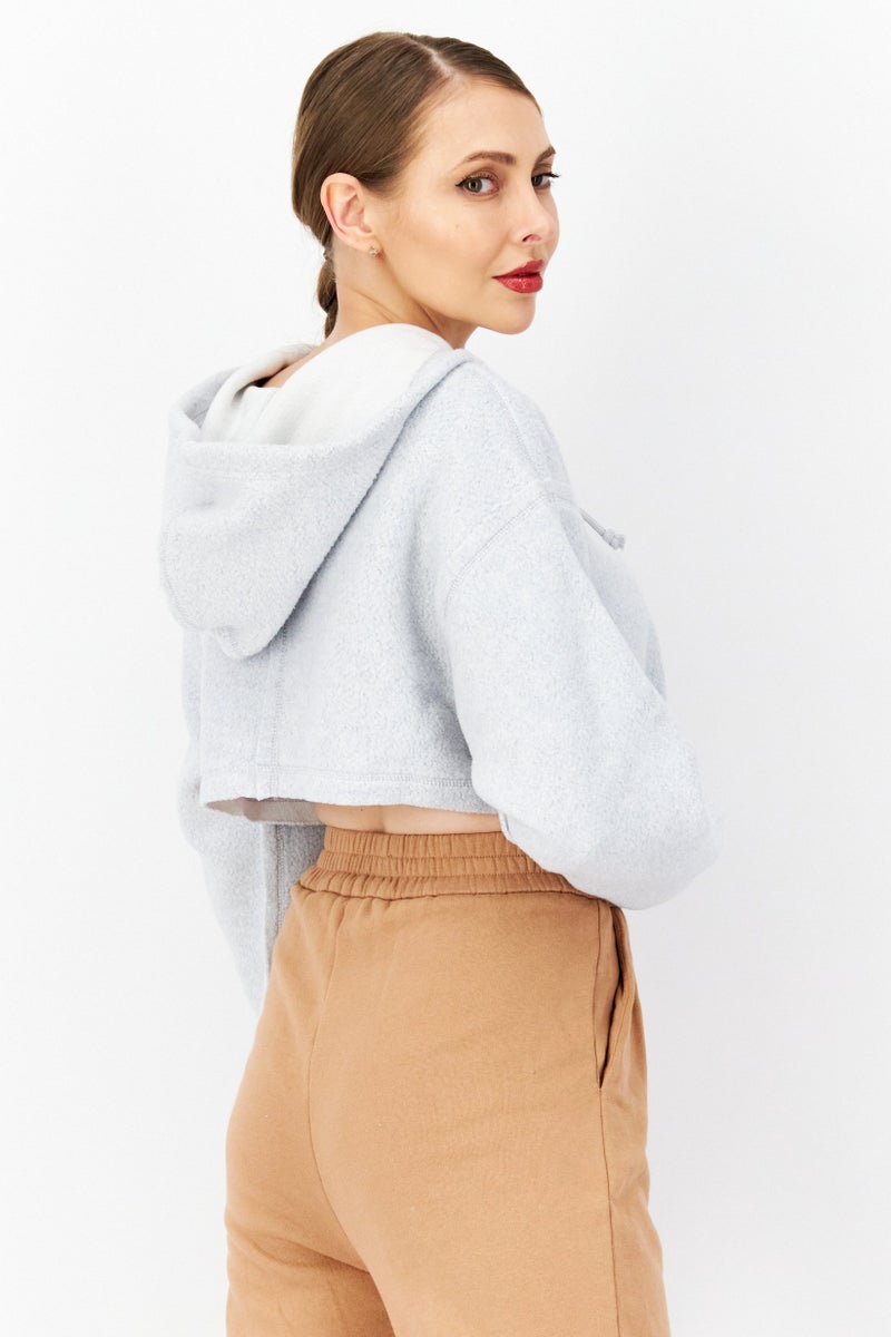 adidas Originals Women Sportswear Fit Long Sleeve Hoodie, Grey - Image 2