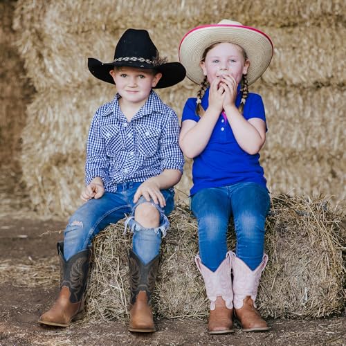 Rollda Kids Cowboy Boots for Boys Girls Western Square Toe Cowgirl Boots with Walking Heel (Toddler/Little Kid/Big Kid) - Image 5