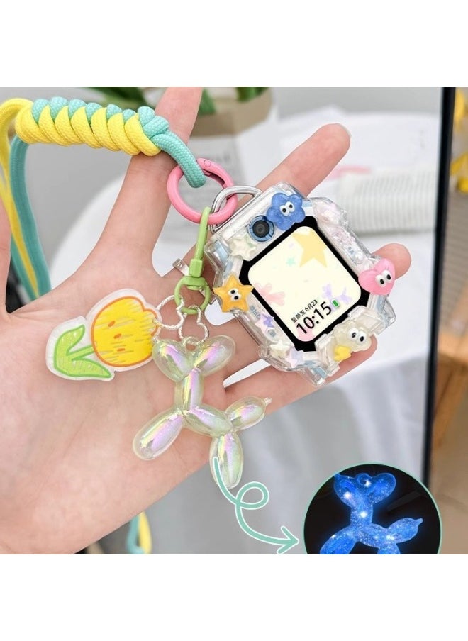 Generic - For Genius Phone Watch Strap Z10/Z9/Z8 Neck Rope Z7S/Z6A Z5 Smart Q1A/D2-Color:[no Shell] Lanyard + Pink Luminous Balloon Dog-Specifications:Applicable: Little Genius Z8/z8a/z8 Youth Edition Watch Upgraded Hook [free Disassembly And Assembly Tools] - Image 1