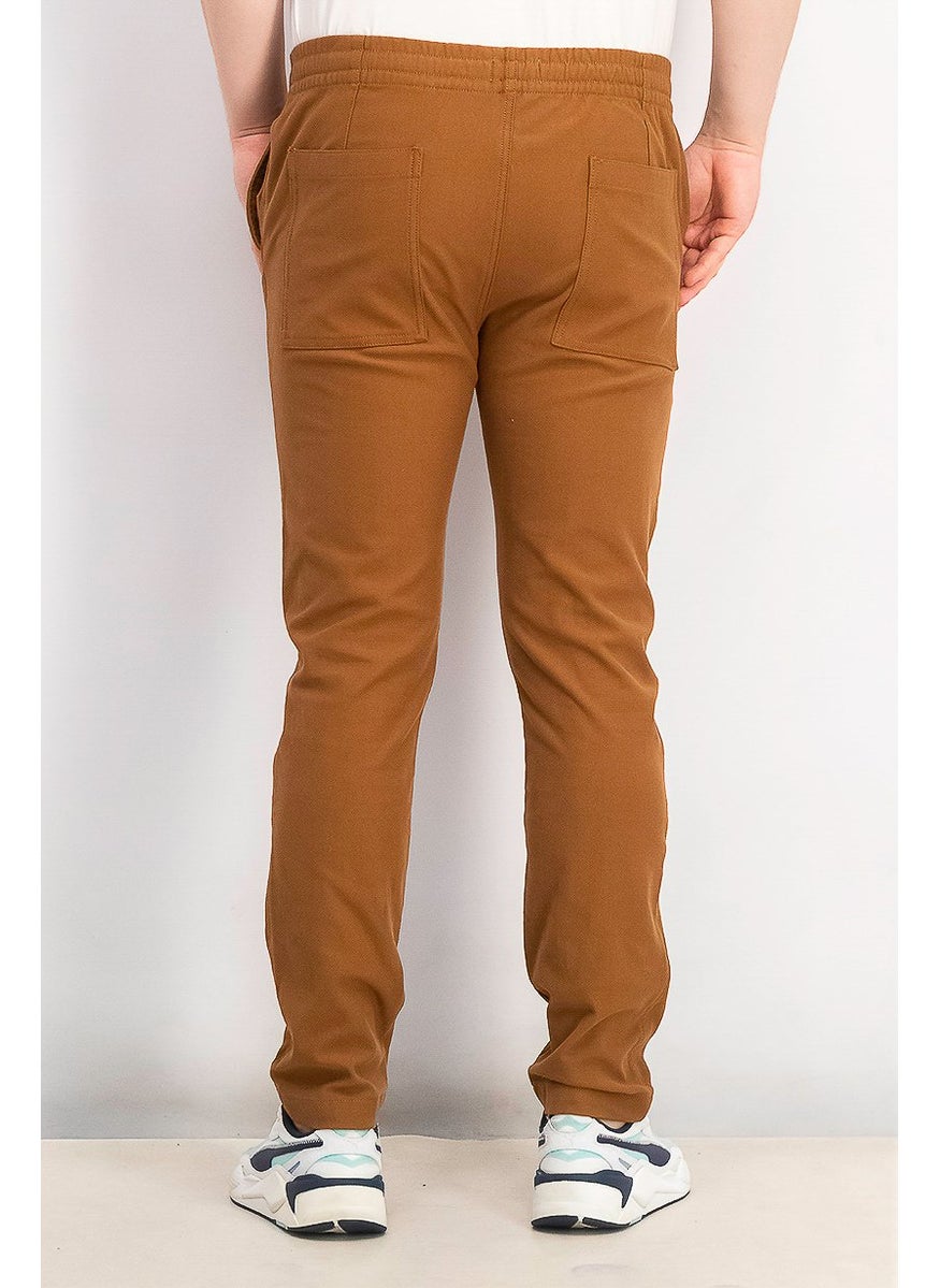 Tchibo Men Pull On Plain Chino Pants, Brown  - Image 3