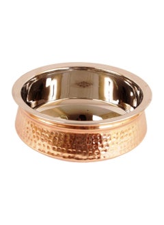 Ukal UKAL Indian Serving Bowl Handi Copper Stainless Steel Hammered Dishes Serve Ware for Vegetable and Curries  - Image 1
