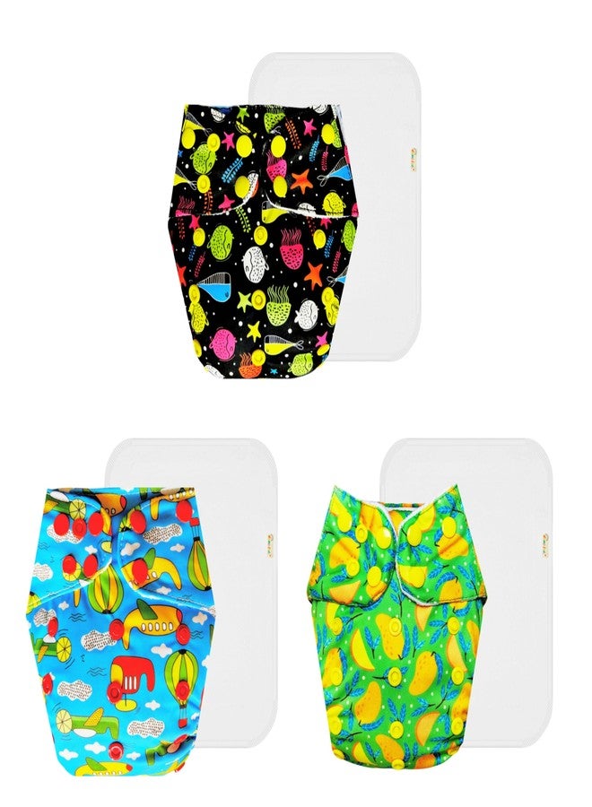 Dumbledo Premium Cloth Diaper with Cotton Insert (Pack of 3) | Hypoallergenic | Leakproof | Easy to Clean | All-Day Wear | 3 Months - 3 Years | Unisex Baby - Image 1