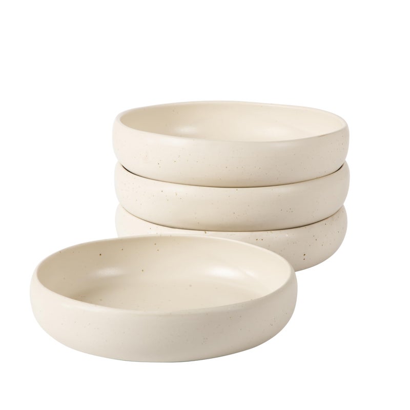 Bloomhouse Two Time Oprahs Favorite Things Winner Corsica Clay 4Piece Meal and Pasta Bowl Set Sea Salt White Stoneware for Dinner Serving Everyday Use