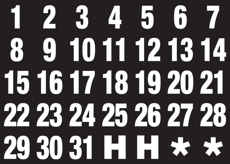MV Magna Visual Magna Visual Calendar Dates 1 x 1 White on Black Magnets 