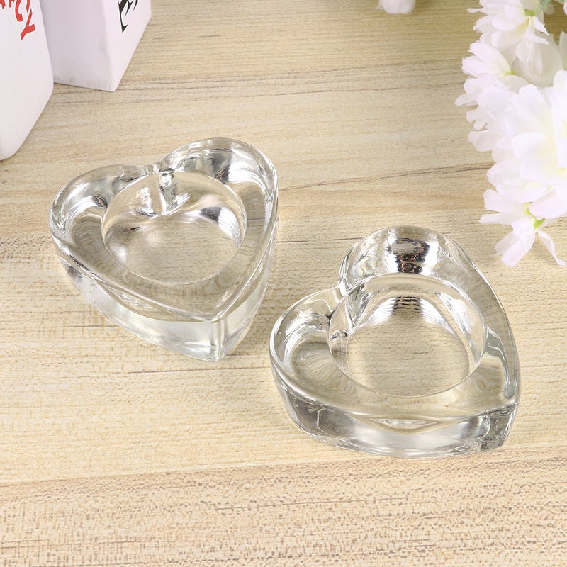 1PC Glass Candlestick Ornament Heart Shape Candle Holder Cup Desktop Decoration for Home Office Birthday - Image 2