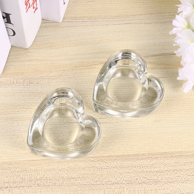 1PC Glass Candlestick Ornament Heart Shape Candle Holder Cup Desktop Decoration for Home Office Birthday - Image 4