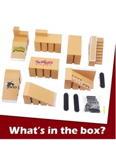 Fingerboard Skatepark, Finger Skate Park Kit for Kids Gift, Mini Finger Skateboard Ramp Set Including 8 Pcs Fingerboard Skatepark and 3 Pcs Fingerboards, Kids Toy and Gift for Boys and Girls