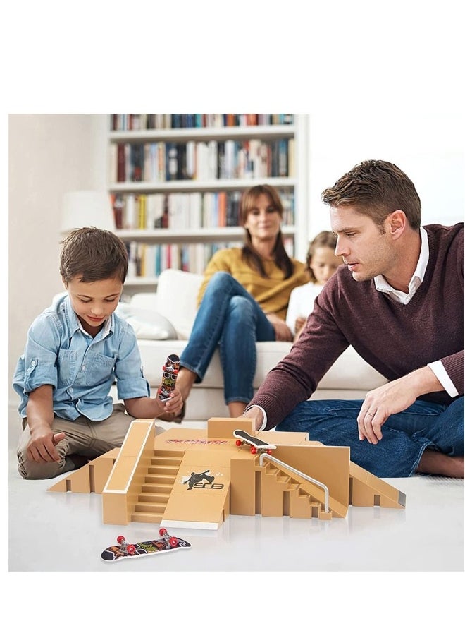 Generic - Fingerboard Skatepark, Finger Skate Park Kit for Kids Gift, Mini Finger Skateboard Ramp Set Including 8 Pcs Fingerboard Skatepark and 3 Pcs Fingerboards, Kids Toy and Gift for Boys and Girls - Image 1