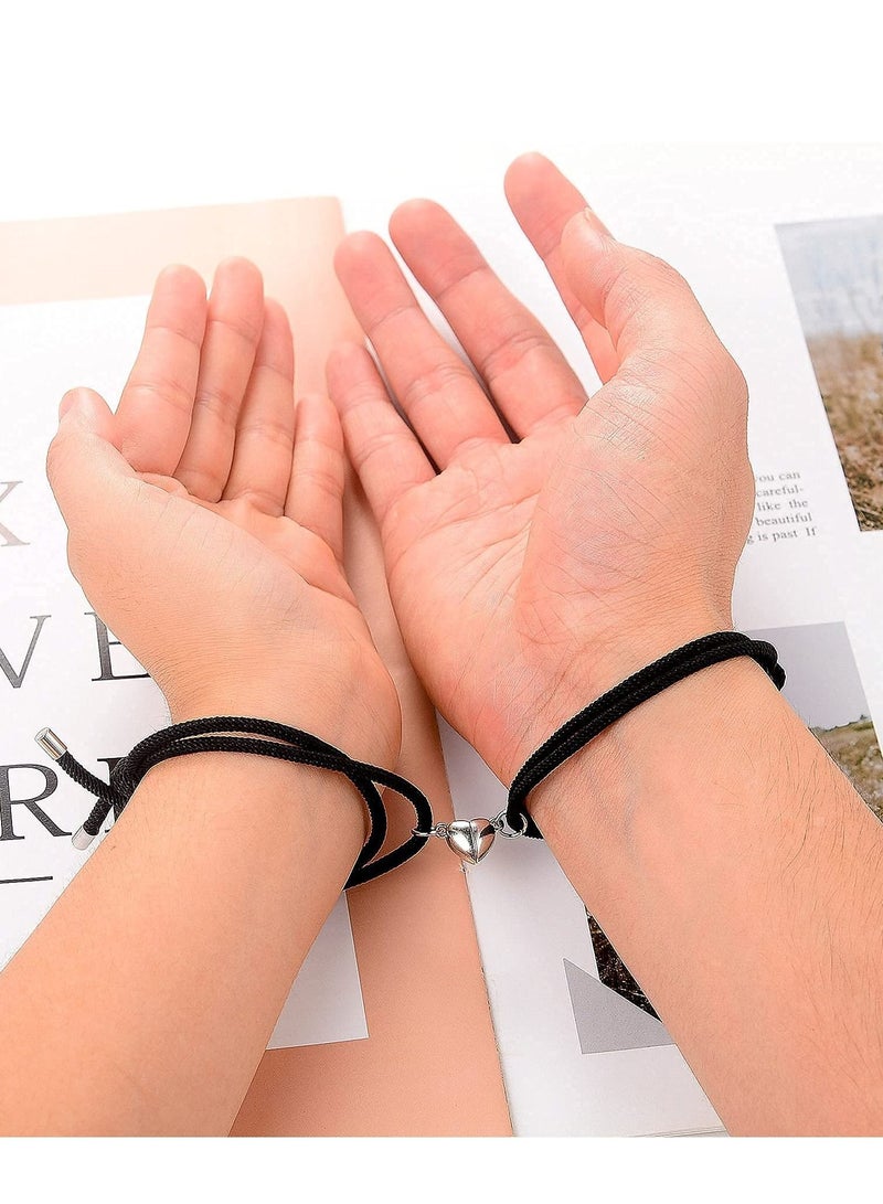 KASTWAVE 2pcs Magnetic Couple Bracelets for Women Men, Love Heart Shape Attraction Matching Bracelet Lover Gifts for Boyfriend Girlfriend Best Friend Handmade Rope Jewelry Bracelet Love Gift Chain - Image 4
