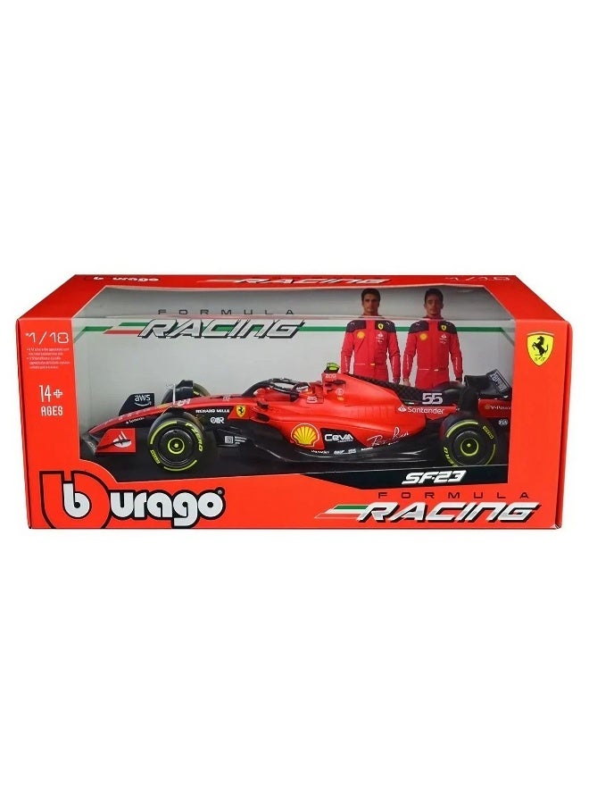 Bburago Formula 1 Singapore Grand Prix 2023 Scuderia Ferrari SF23 #55 Carlos Sainz Die-cast Car (Red, 1:18) - Image 1
