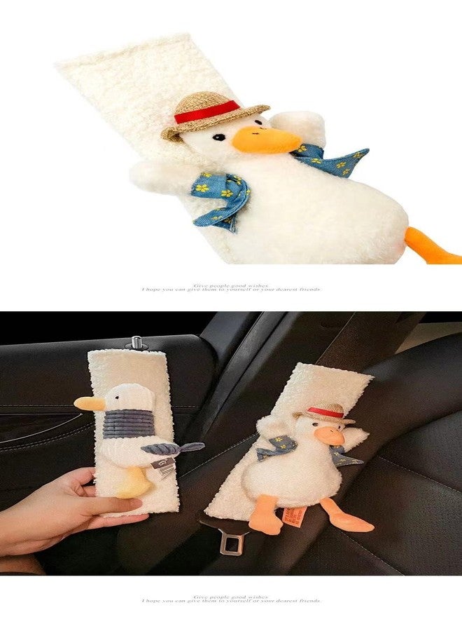 BNTR Car Seat Belt Cover 2PCS Stocking Stuffers Cute Creative Toy Flower Cloud Duck Safety Seatbelt Shoulder Pad Auto Accessory Protector Seatbelt Shoulder Protector Nice Gift (2-Pack Simple White) - Image 4