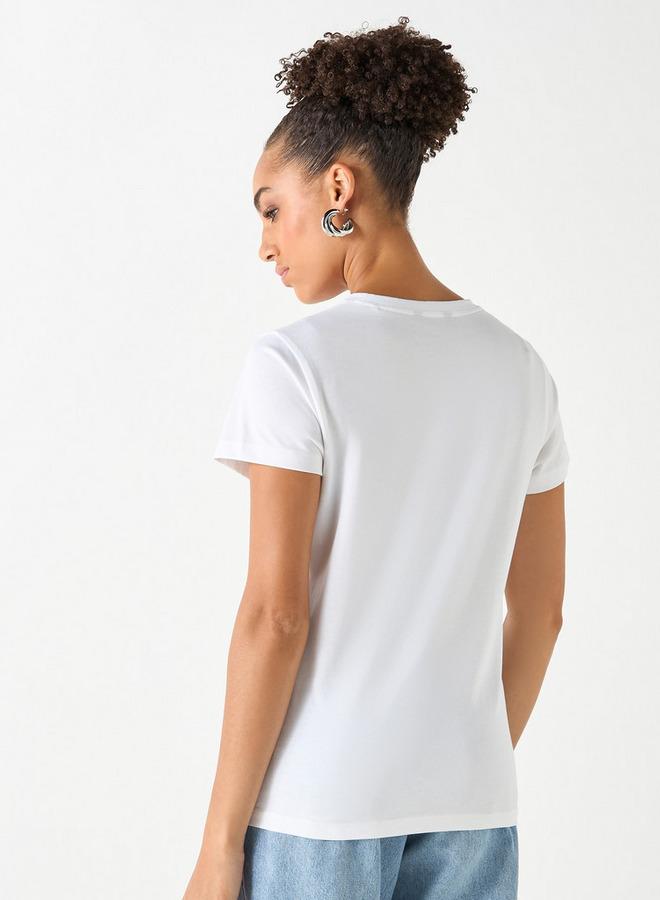 سبلاش فيڤ تيشيرت بياقة دائرية وطبعة جرافيك وأكمام قصيرة - Image 3