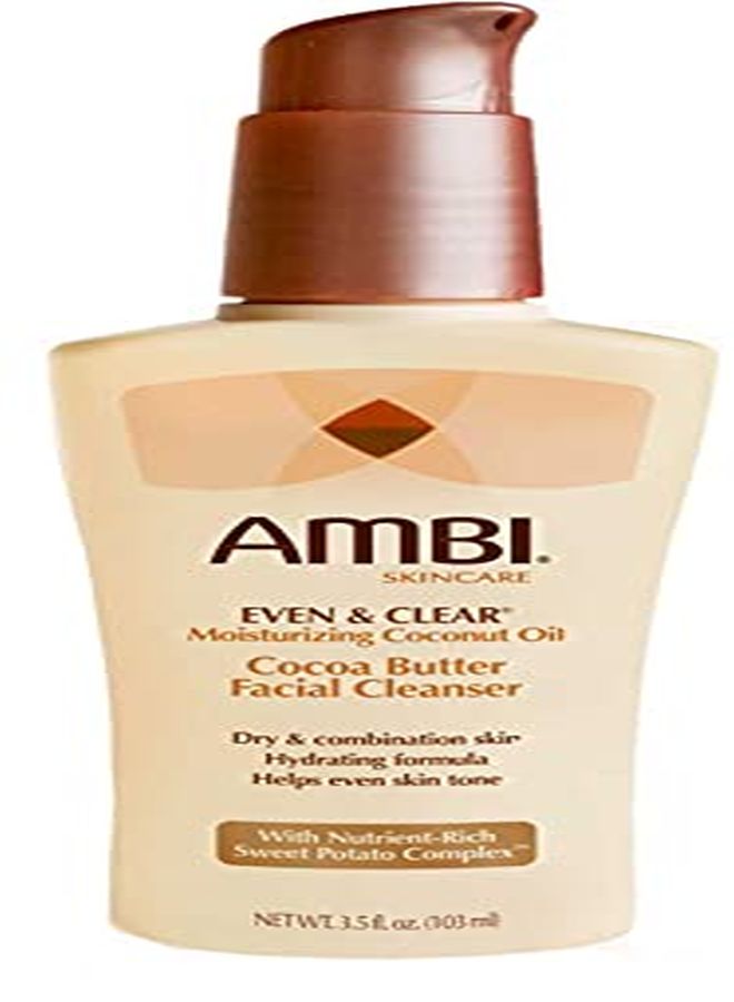 ambi Even & Clear Cocoa Butter Facial Cleanser With NutrientRich Sweet Potato Complex | Hydrating Formula | Helps Even Skin Tone | 3.5 Ounce - Image 1