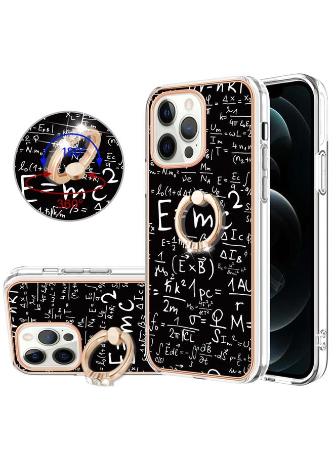 زبون جراب لهاتف iPhone 12 Pro Max مطلي بالكهرباء من الجانبين IMD مع حامل حلقي - Image 1