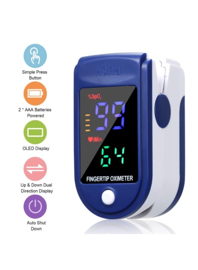 Pulse Oximeter جهاز قياس الأكسجين والنبض مع ترمومتر رقمي بطرف مرن – قياس SpO2 ومستوى الأكسجين والنبض + قياس فموي وتحت الإبط والمستقيمي – بدون بطاريات - Image 2