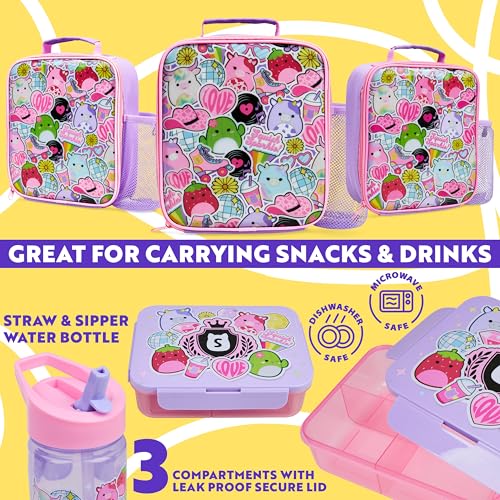 Get Trend Squishmallows Lunch Bag, Lunch Box, Water Bottle for Kids 3 Piece Set Bento Box, Insulated Snack Container, Meal Holder Gifts for Kids (Multi Squishmallows) - Image 2