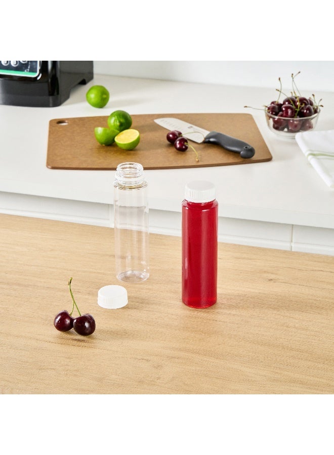 Restaurantware زجاجات عصير سعة 8 أونصات، 100 زجاجة شفافة قابلة للتصرف مع أغطية - أغطية بلاستيكية بيضاء متضمنة، زجاجات بلاستيكية دائرية شفافة للعصير، مثالية لمتاجر العصير، المقاهي والمزيد - Image 3