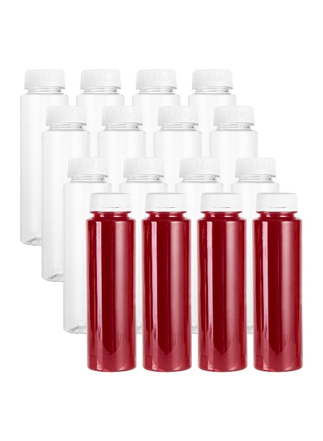 Restaurantware زجاجات عصير سعة 8 أونصات، 100 زجاجة شفافة قابلة للتصرف مع أغطية - أغطية بلاستيكية بيضاء متضمنة، زجاجات بلاستيكية دائرية شفافة للعصير، مثالية لمتاجر العصير، المقاهي والمزيد - Image 2