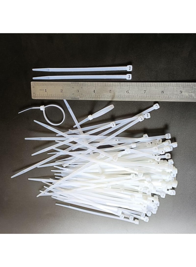 100 pcs 6 inch Cable Zip Ties Heavy Duty, Premium Plastic Wire Ties with 50 LBS Tensile Strength, Self-Locking White Nylon Cable Tie Wraps Straps for Indoor... - Image 1