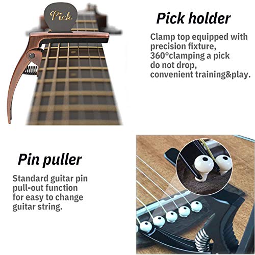 TANMUS 3in1 Guitar Capo for Acoustic and Electric Guitars,2 Pack(with Pick Holder and 6Picks),Ukulele,Strings Accessories - Image 4