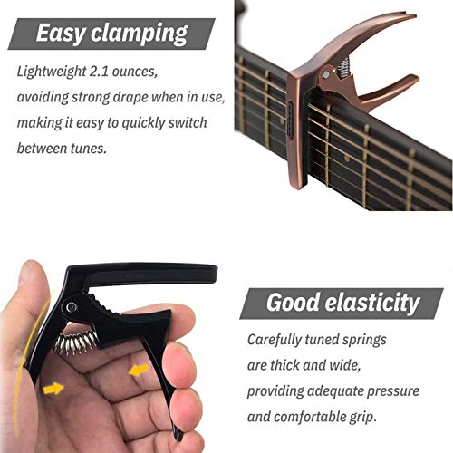 TANMUS 3in1 Guitar Capo for Acoustic and Electric Guitars,2 Pack(with Pick Holder and 6Picks),Ukulele,Strings Accessories - Image 5