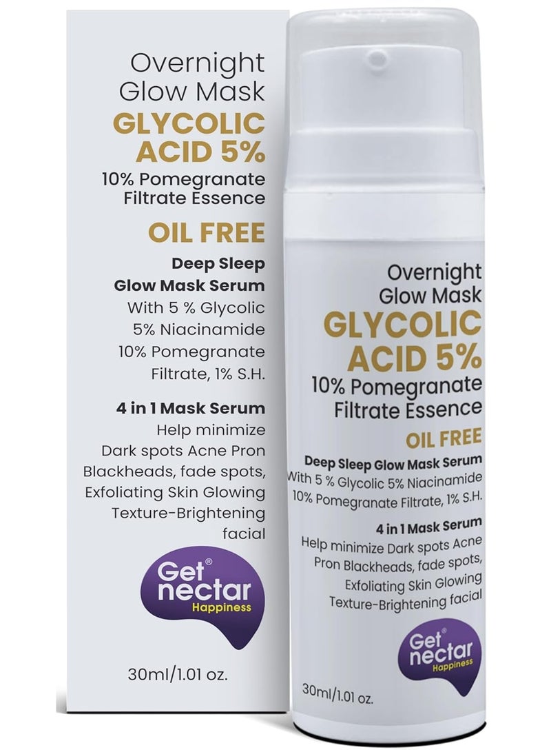 Get Nectar Happiness احصلي على قناع "Nectar Happiness" الليلي بحمض الجليكوليك (بتركيز 5%) وخلاصة الرمان المصفاة (بتركيز 10%)؛ لتعزيز نضارة البشرة ومحاربة حب الشباب والشوائب. يساعد القناع على تقليل البقع الداكنة والرؤوس السوداء، كما يعمل على تقشير البشرة ومنحها ملمساً مشرقاً ومتألقاً (30 مل). - Image 1