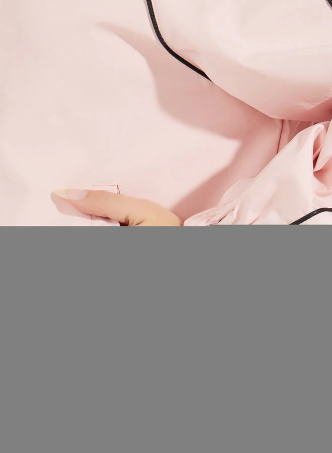Styli Oversized Regular Length Bomber Jacket with Contrast Piping