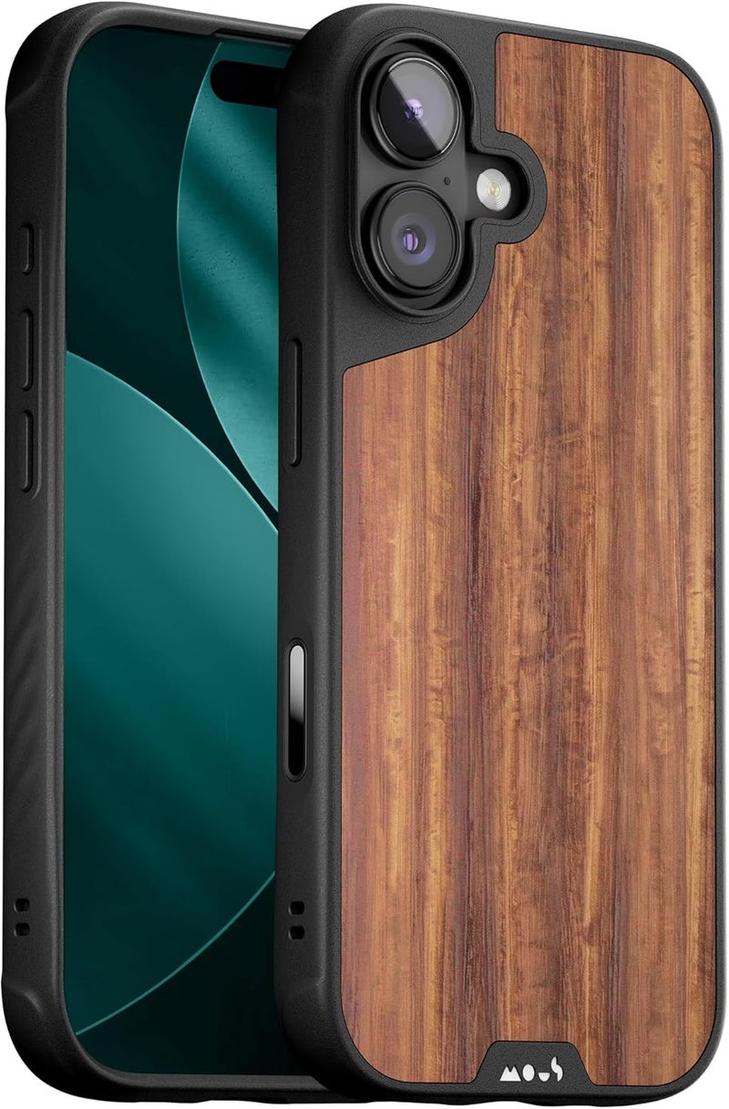 Mous Limitless Case for iPhone 17 6.3 Inches, Compatible with MagSafe (Camera Control Cover), Protective Walnut Wood Case, Shockproof, Full Camera Protection, Scratch-Resistant Back, Black - Image 1