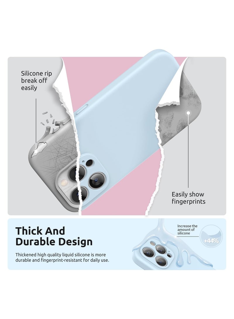 ELTRAZONE Design for iPhone 15 Pro Max Case, Liquid Silicone [2 x Screen Protectors & 1 x Lanyard] Protection for Each Lens Shockproof Cover for iPhone 15 Pro Max 6.7 inch 2023, Cloud Blue - Image 2