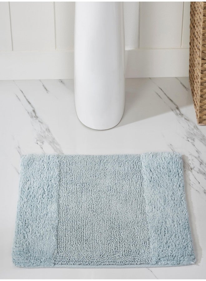 Better Trends 3 Piece Bathroom Rug Set 100% Cotton Non-Slip Washable Bath Mat, Soft & Absorbent Bath Rugs for Bath Room, Shower, Bathtub & Spa Floors Blue Granada Collection - Image 3