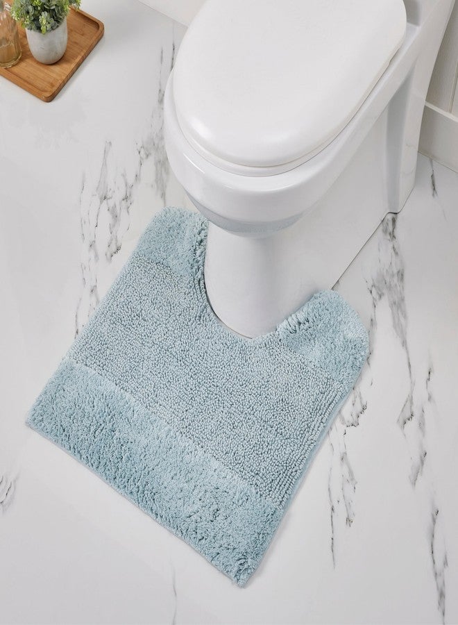 Better Trends 3 Piece Bathroom Rug Set 100% Cotton Non-Slip Washable Bath Mat, Soft & Absorbent Bath Rugs for Bath Room, Shower, Bathtub & Spa Floors Blue Granada Collection - Image 4