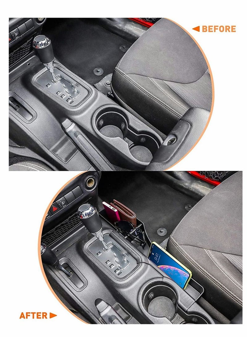 Excefore JK GearTray Gear Shift Console Side Storage Box Passenger Side Organizer Tray for 2011-2018 for Jeep Wrangler JK JKU, Interior Accessories, Black - Image 4